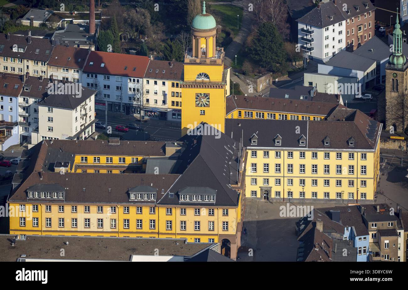 Rathaus Witten, Neubau des Rathauses, Witten, Ruhrgebiet, Nordrhein-Westfalen, Deutschland, DE, Europa, aus der Vogelperspektive, aus der Vogelperspektive, aus der Vogelperspektive Stockfoto