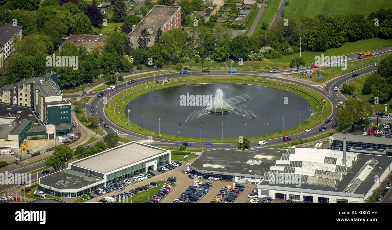 Europaplatz A544 Kreisverkehr, Aachen, Euregio Maas-Rhein, Nordrhein-Westfalen, Deutschland, Europa, Luftaufnahme, Vogelperspektive, Luftaufnahme, A Stockfoto