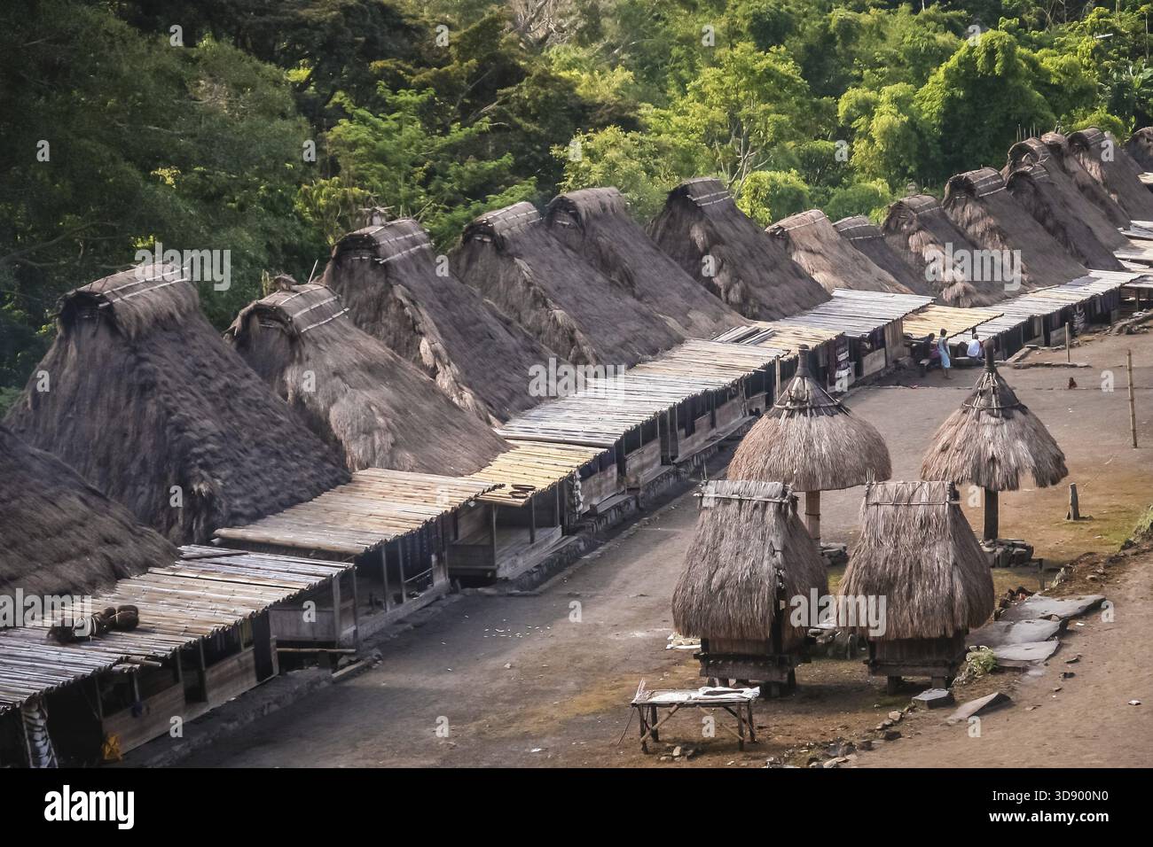 Urige Hütten im indonesischen Dorf Bena auf der Insel Flores, Indonesien Stockfoto