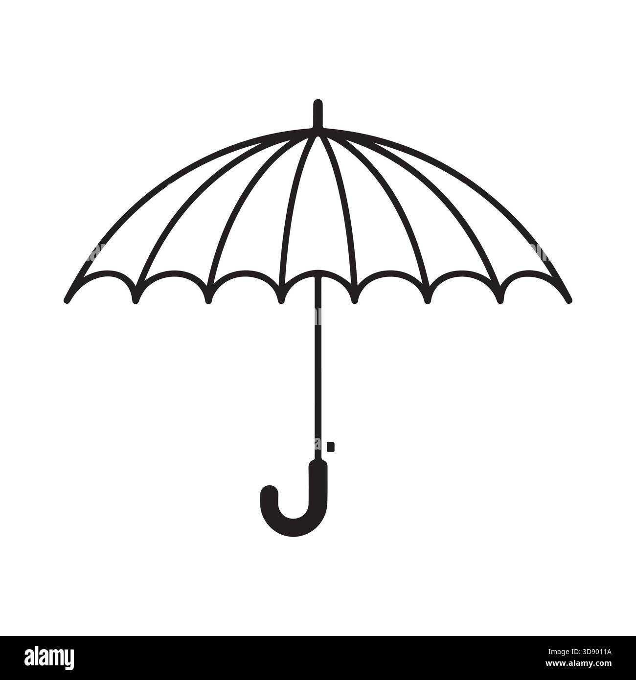 Einfaches Umrisssymbol eines geöffneten Regenschirmsymbols zum Schutz vor Regen oder Sonneneinstrahlung Stock Vektor