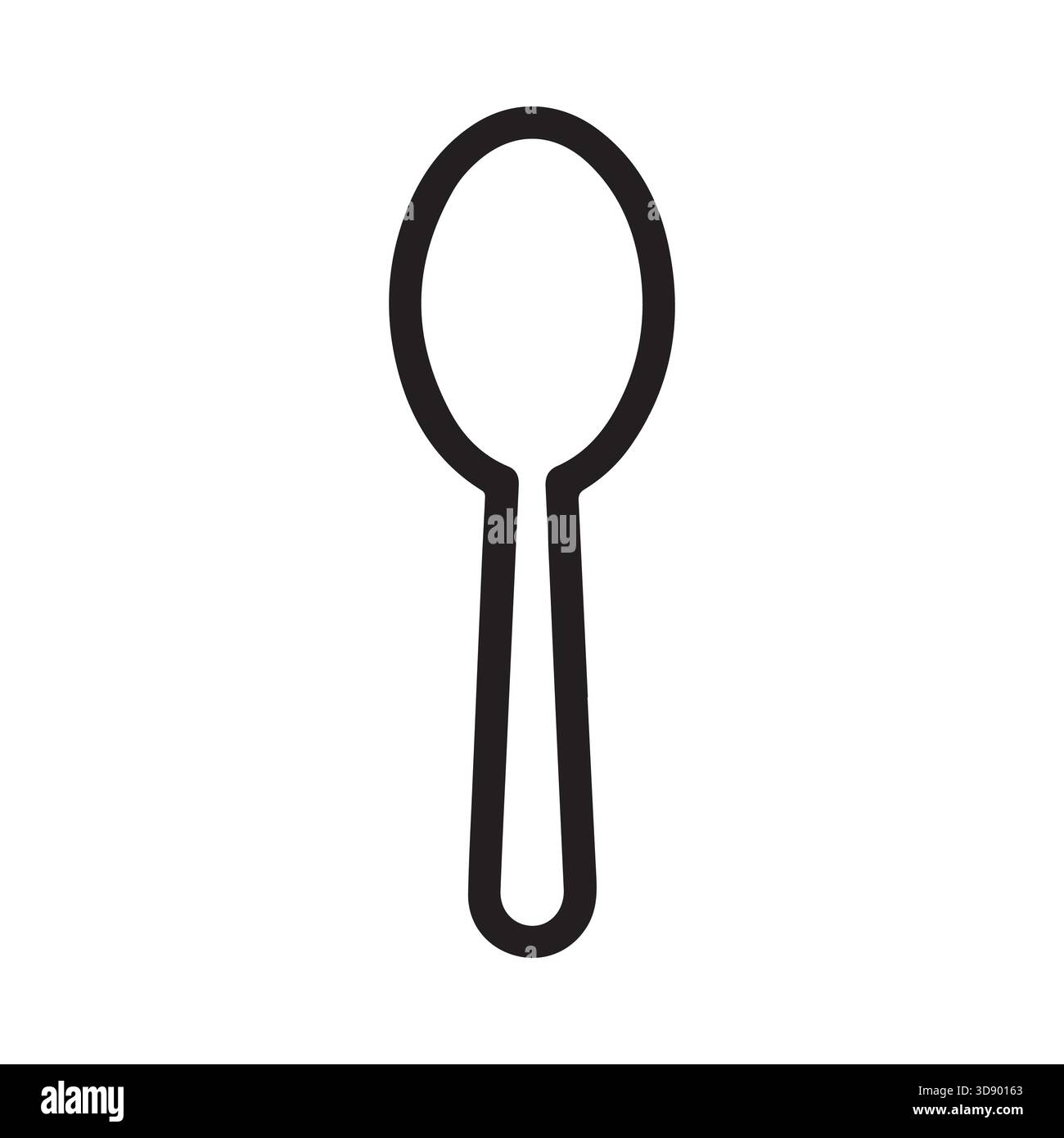 Einfache Umrisszeichnung eines klassischen Löffels mit einer glatten ovalen Schüssel und einem gebogenen Griff Stock Vektor