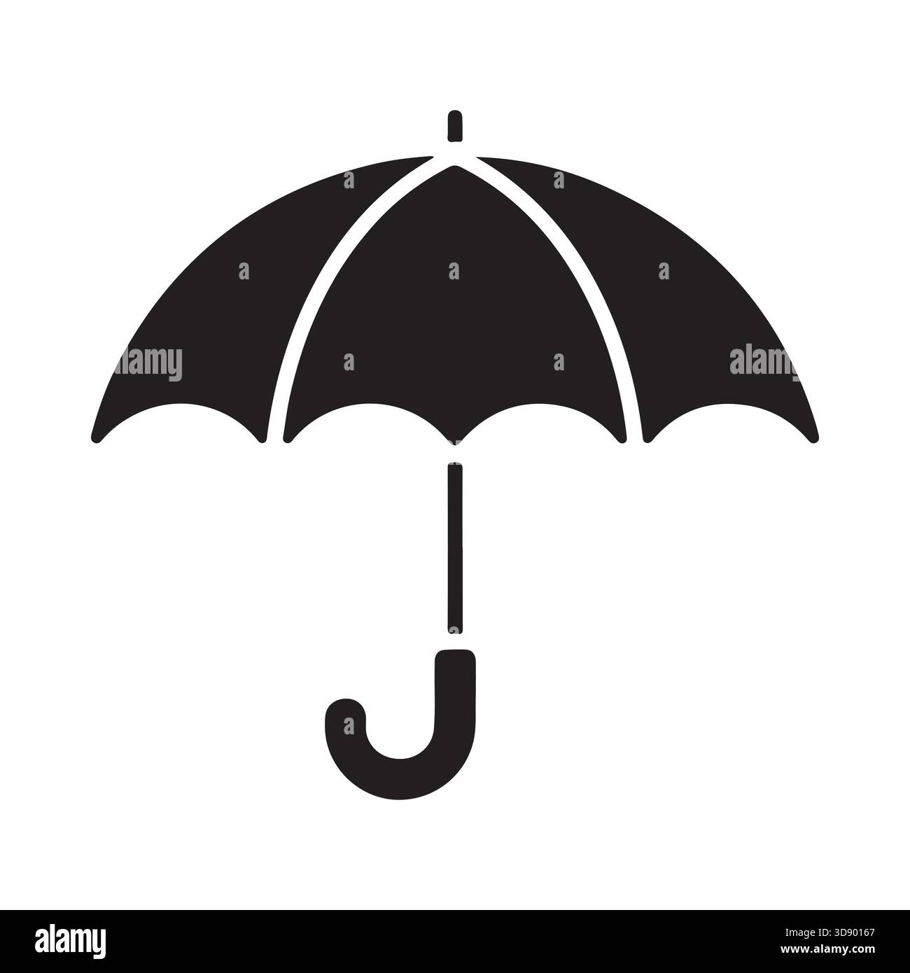 Einfaches Umrisssymbol eines geöffneten Regenschirmsymbols zum Schutz vor Regen oder Sonneneinstrahlung Stock Vektor