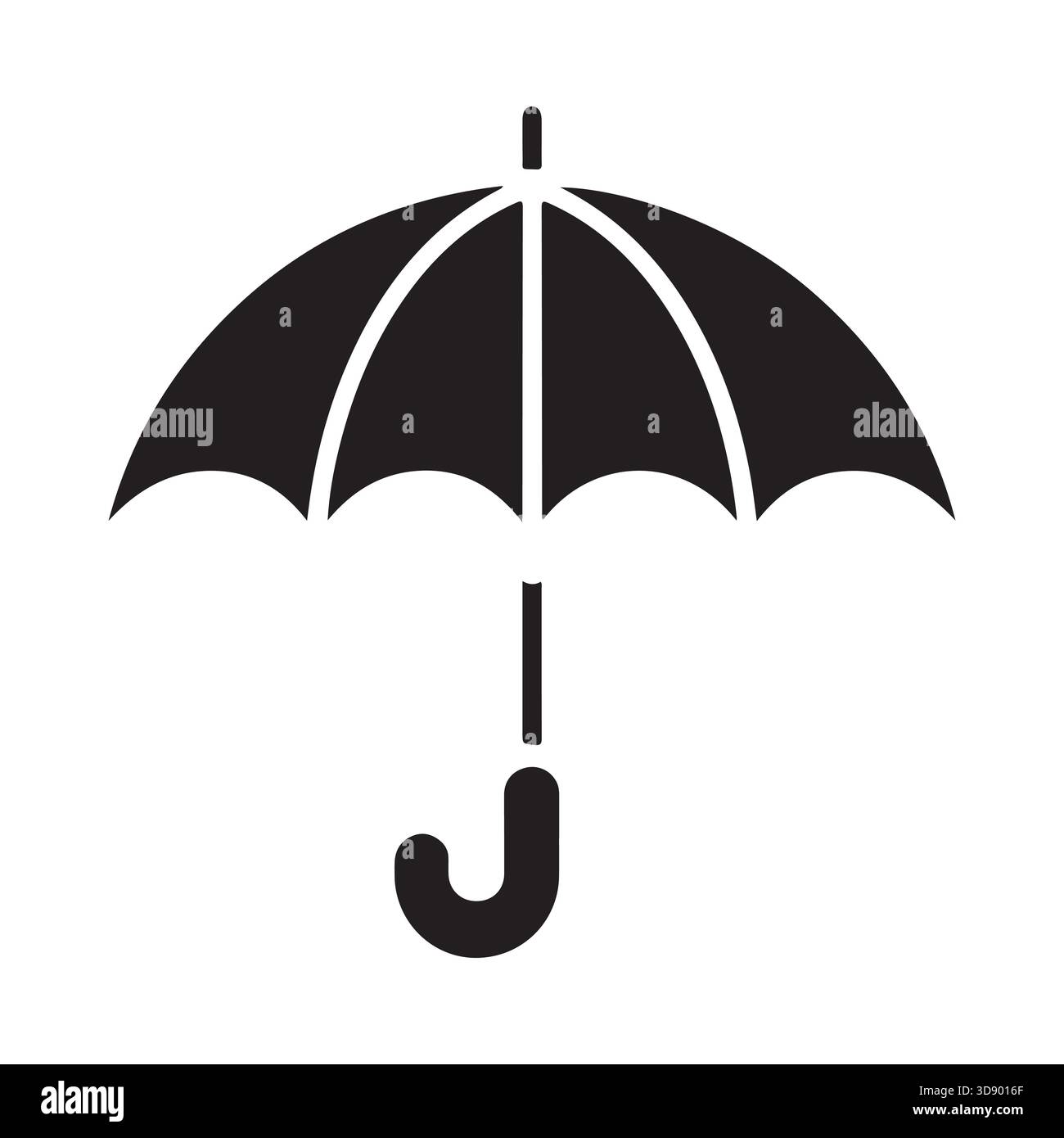 Einfaches Umrisssymbol eines geöffneten Regenschirmsymbols zum Schutz vor Regen oder Sonneneinstrahlung Stock Vektor