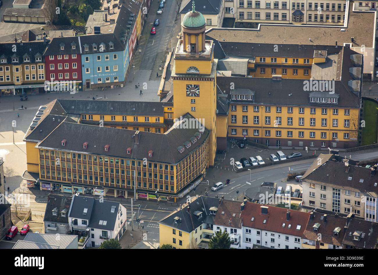 Rathaus Witten, Neubau des Rathauses, Witten, Ruhrgebiet, Nordrhein-Westfalen, Deutschland, DE, Europa, aus der Vogelperspektive, aus der Vogelperspektive, aus der Vogelperspektive Stockfoto