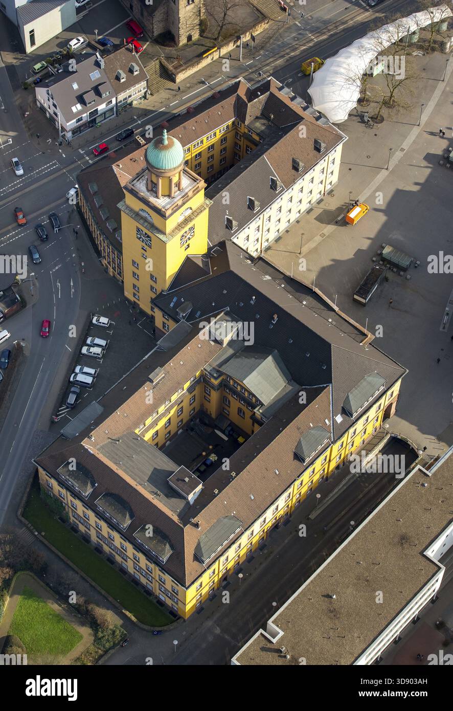 Rathaus Witten, Neubau des Rathauses, Witten, Ruhrgebiet, Nordrhein-Westfalen, Deutschland, DE, Europa, aus der Vogelperspektive, aus der Vogelperspektive, aus der Vogelperspektive Stockfoto