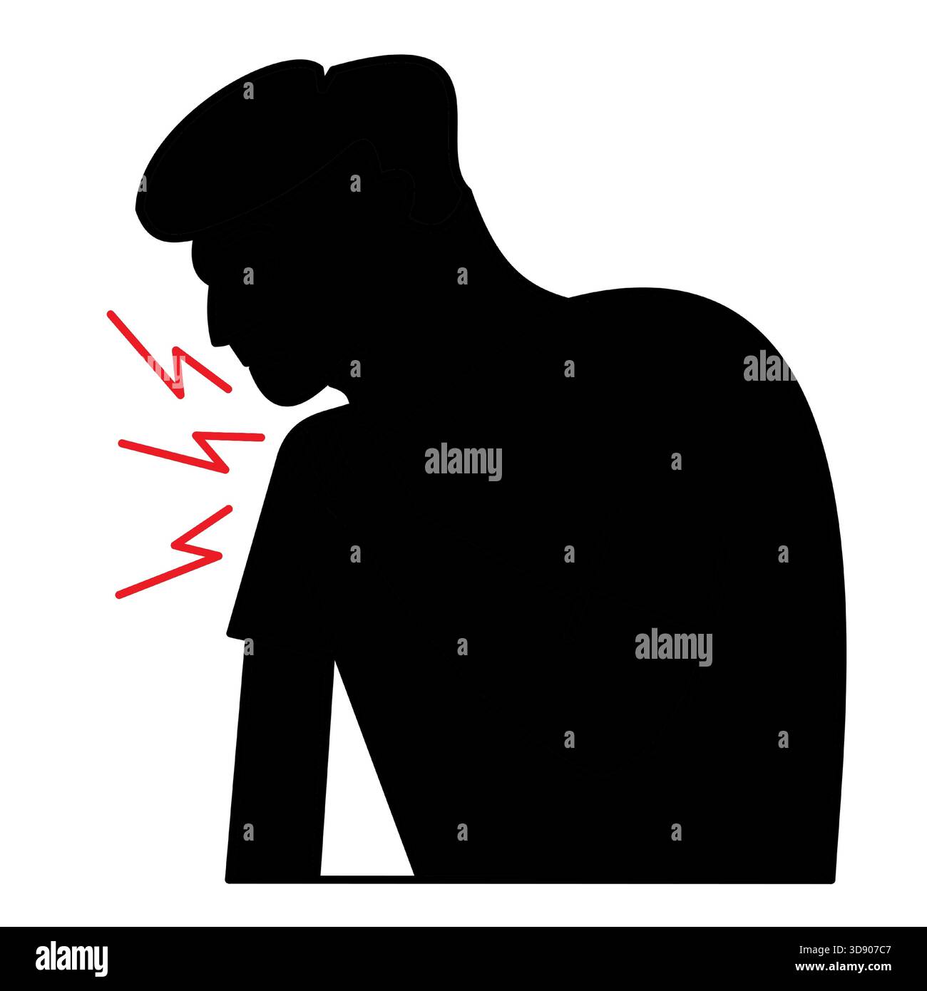 Mann mit Schultergelenkschmerzen Muskelprobleme Silhouette Stock Vektor