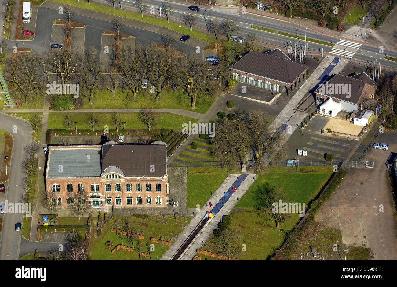 OLGA-Standort in Osterfeld mit neuem Wohnhaus auf dem Schacht zum Steigerhaus, CONTACT GmbH, Agentur für Kommunikation, Sport und Events, Osterfald, Oberhau Stockfoto