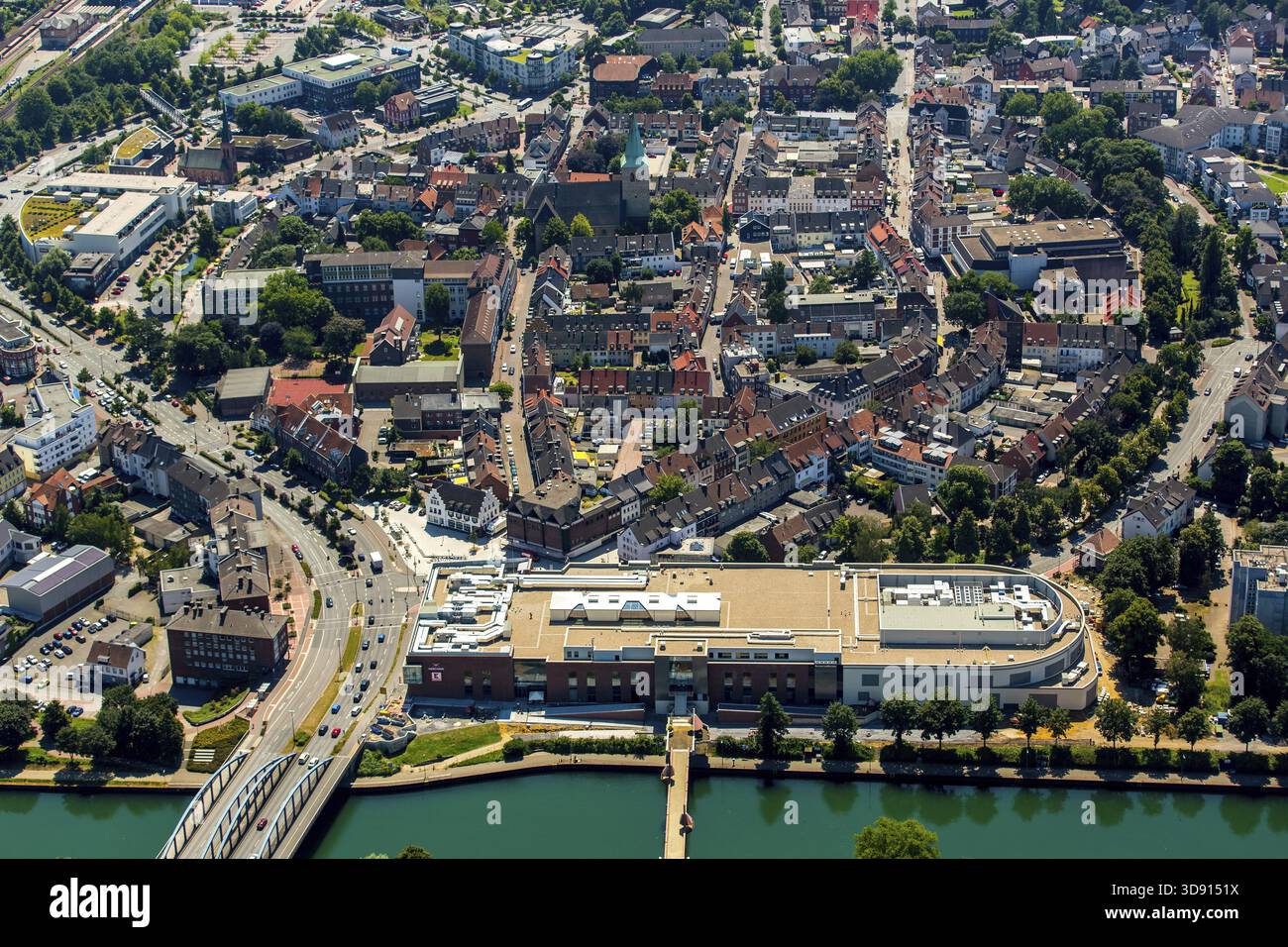 Mercaden Dorsten, Einkaufszentrum, Kaufland, Dorsten mit Westwall, Suedwall, Westgraben, Suedgraben und Ostgraben, kreisförmiges Stadtzentrum, Dorsten, Ruh Stockfoto