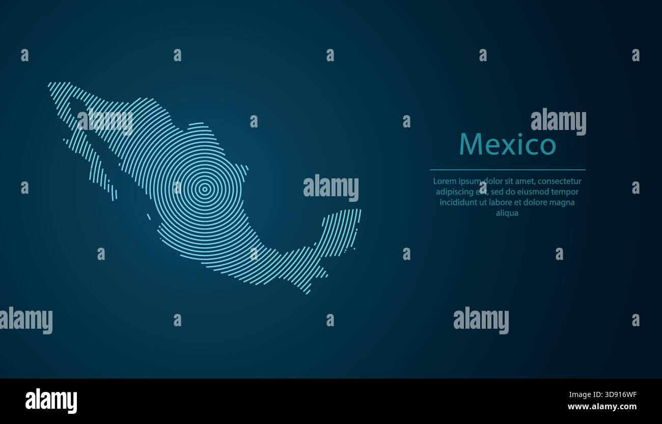 Mexiko-Umrisskarte mit konzentrischen Kreisen auf dunklem Hintergrund Stock Vektor