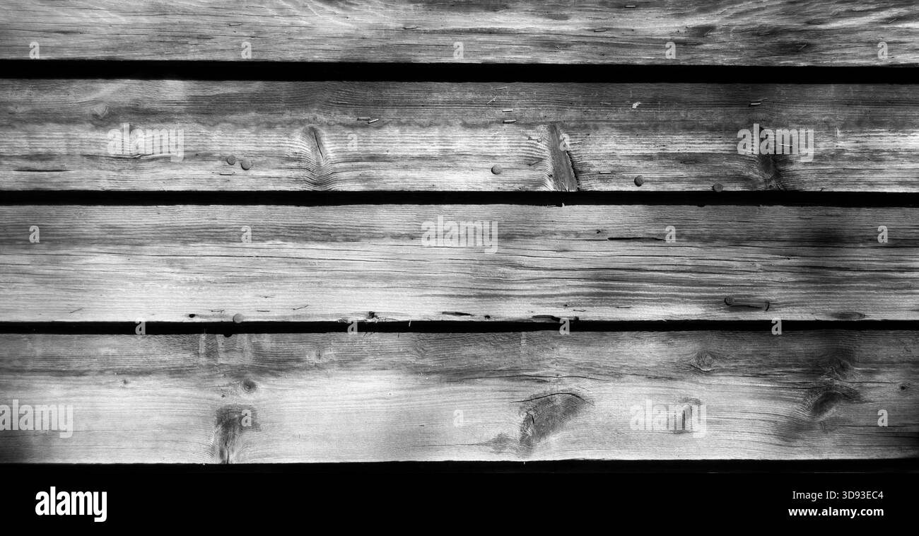 Holzstruktur. Alte Holzbretter Hintergrund. Schwarz-weiße Holzstruktur. Stockfoto