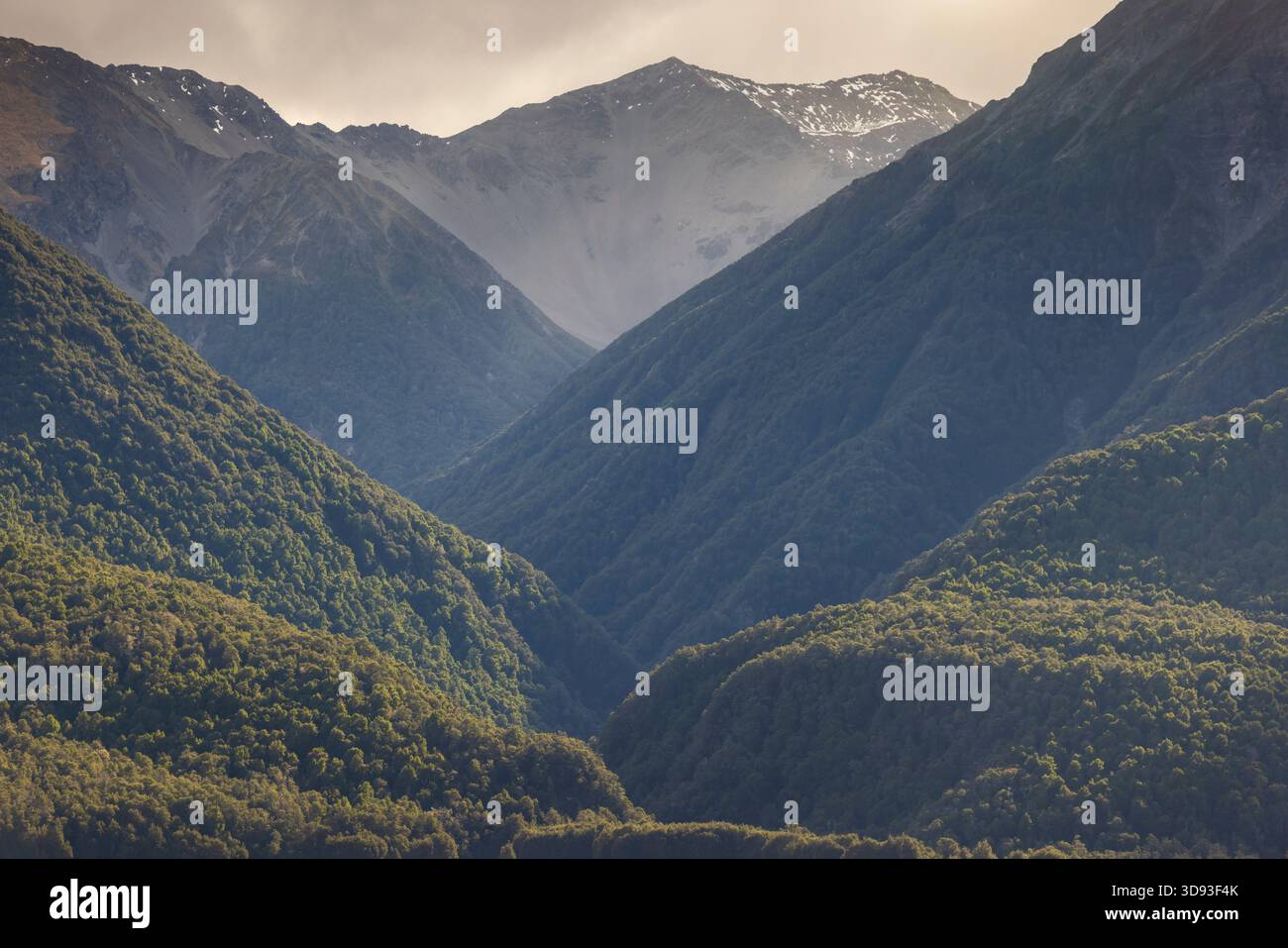 Mount Wilson im Arthur's Pass National Park, Südinsel, Neuseeland. Herbst (Mai) 2025. Stockfoto