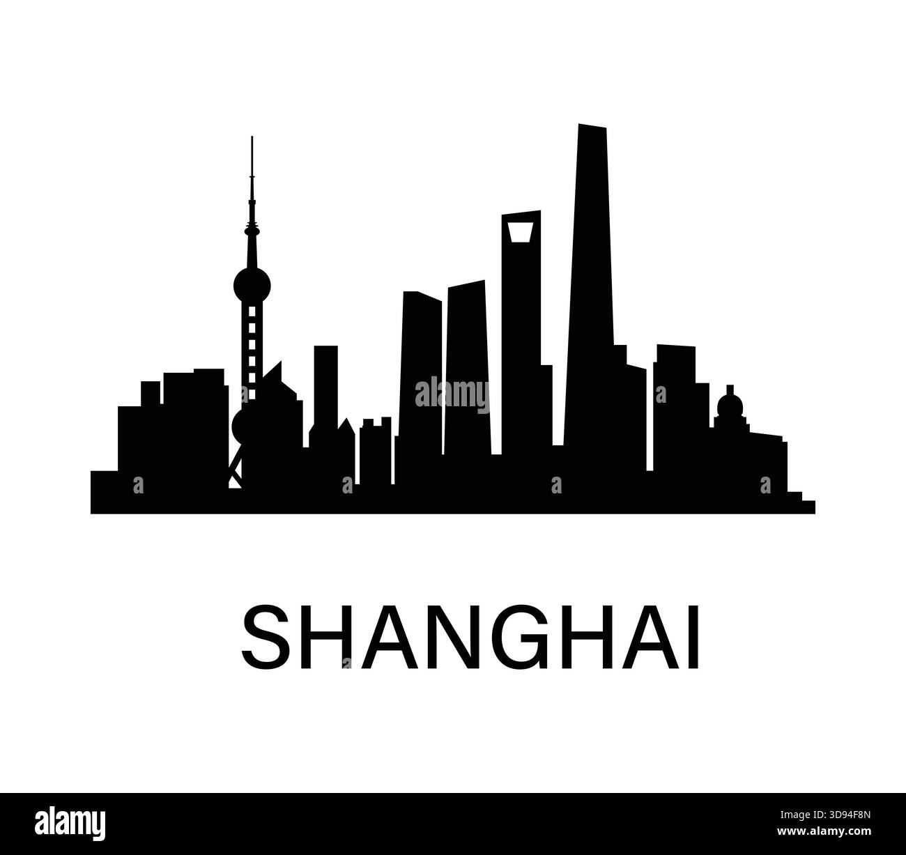 Skyline-Silhouette von Shanghai mit orientalischem Perlturm und modernen Wolkenkratzern. Stock Vektor