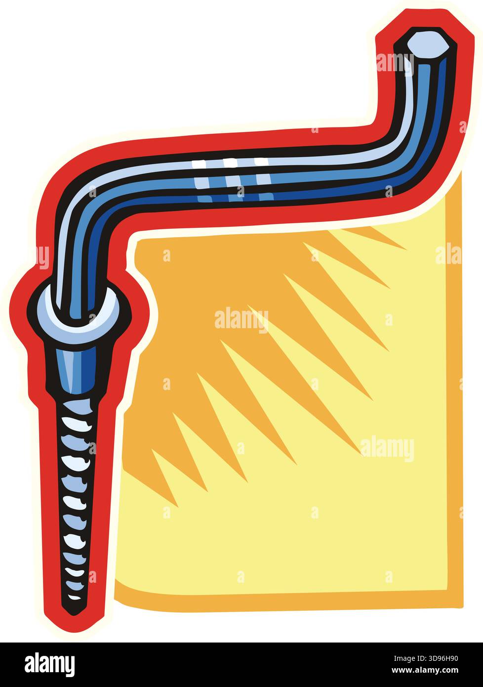 Eine Illustration eines Inbusschlüssels mit blauem Körper im Cartoon-Stil Stock Vektor
