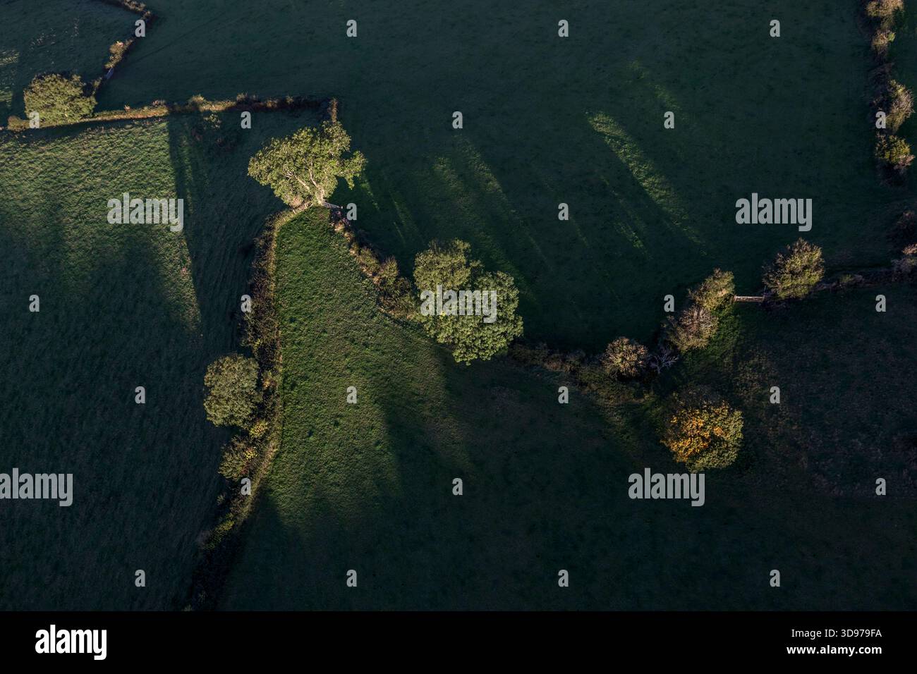 Blick auf Mendips im Heißluftballon; Somerset; Großbritannien Stockfoto