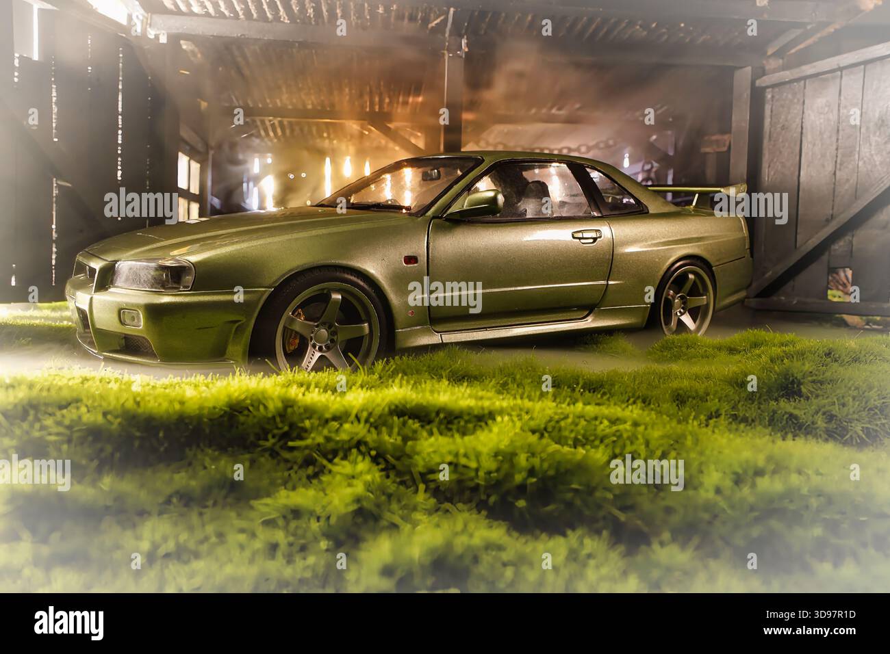 Diorama eines japanischen Nissan GT-R. Stockfoto