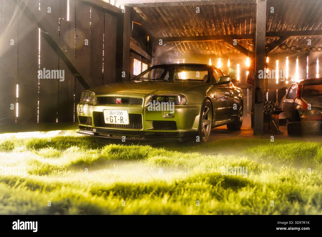 Diorama eines japanischen Nissan GT-R. Stockfoto