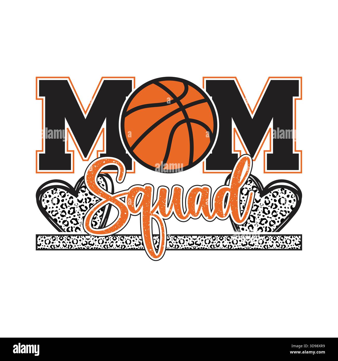 Basketball Mom Typografie Zitat Design, Bold Sport Mom Schriftzug mit Schriftzug Herz Detail, niedliche stolze Mutter des Spielers Spruch für Game Day T Shirt svg Stock Vektor