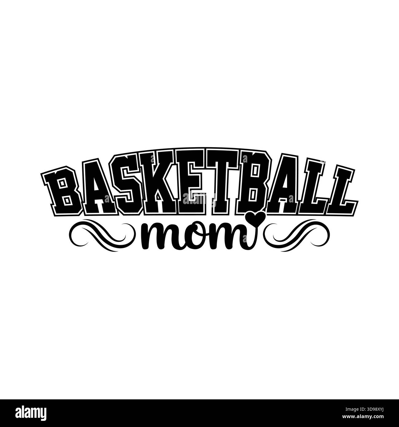 Basketball Mom Typografie Zitat Design, Bold Sport Mom Schriftzug mit Schriftzug Herz Detail, niedliche stolze Mutter des Spielers Spruch für Game Day T Shirt svg Stock Vektor