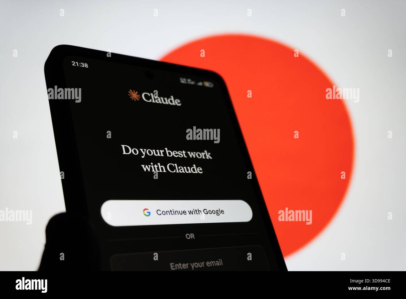 Claude ist mit der japanischen Flagge verbunden Stockfoto