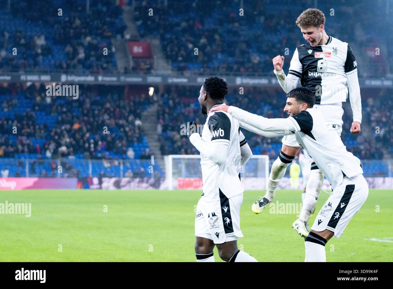 12.04.2025, Basel, St. Jakob-Park, Schweizer Cup: FC Grand-Saconnex - FC Basel, feiert nach dem Treffer Stockfoto