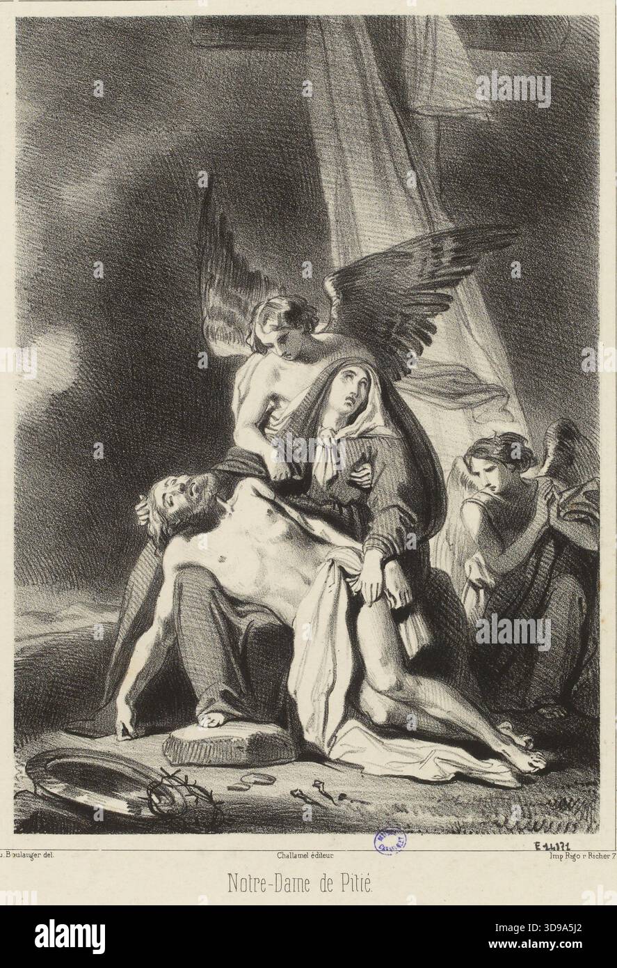 Unsere Lieben Frau von Barmherzigkeit, Boulanger, Louis Candide, Zeichner und Lithograph, Challamel, Augustin, Verleger, Array, Print, Graphic Arts, drucken, Lithografie, Abmessungen - Bildmaterial: Höhe: 15 cm, Breite: 21,7 cm, Abmessungen - Befestigung: Höhe: 32,5 cm, Breite: 50 Stockfoto