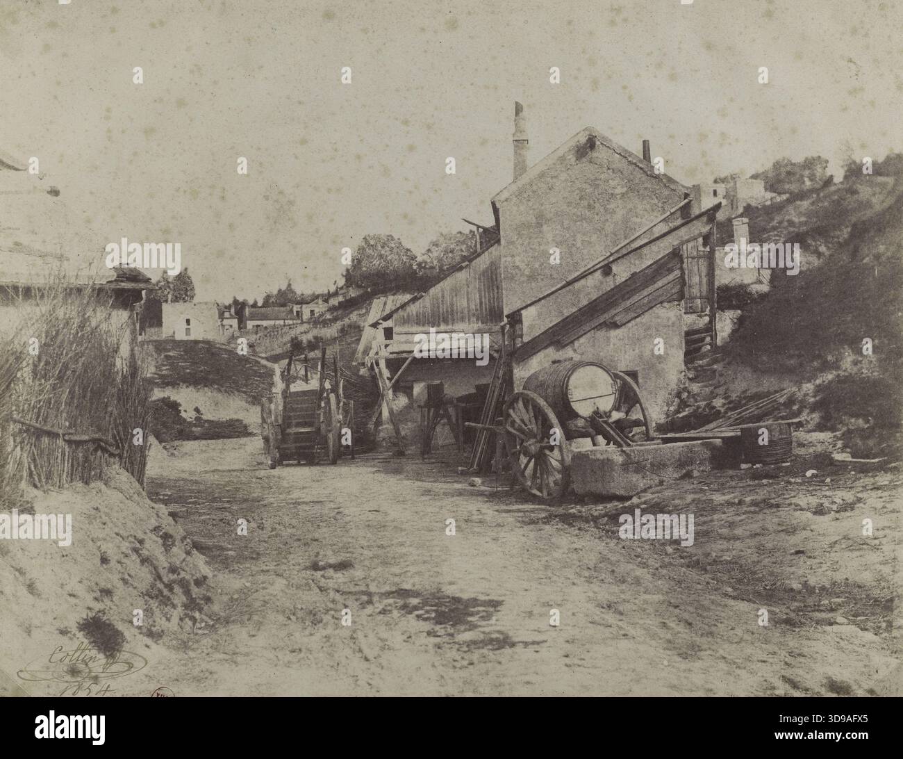 Eine Farm in Montmartre, 18. Arrondissement, Paris. Collin, Fotograf, 1854, Fotografie, Grafik, Foto, Abmessungen - Arbeit: Höhe: 20,6 cm, Breite: 26,8 Stockfoto