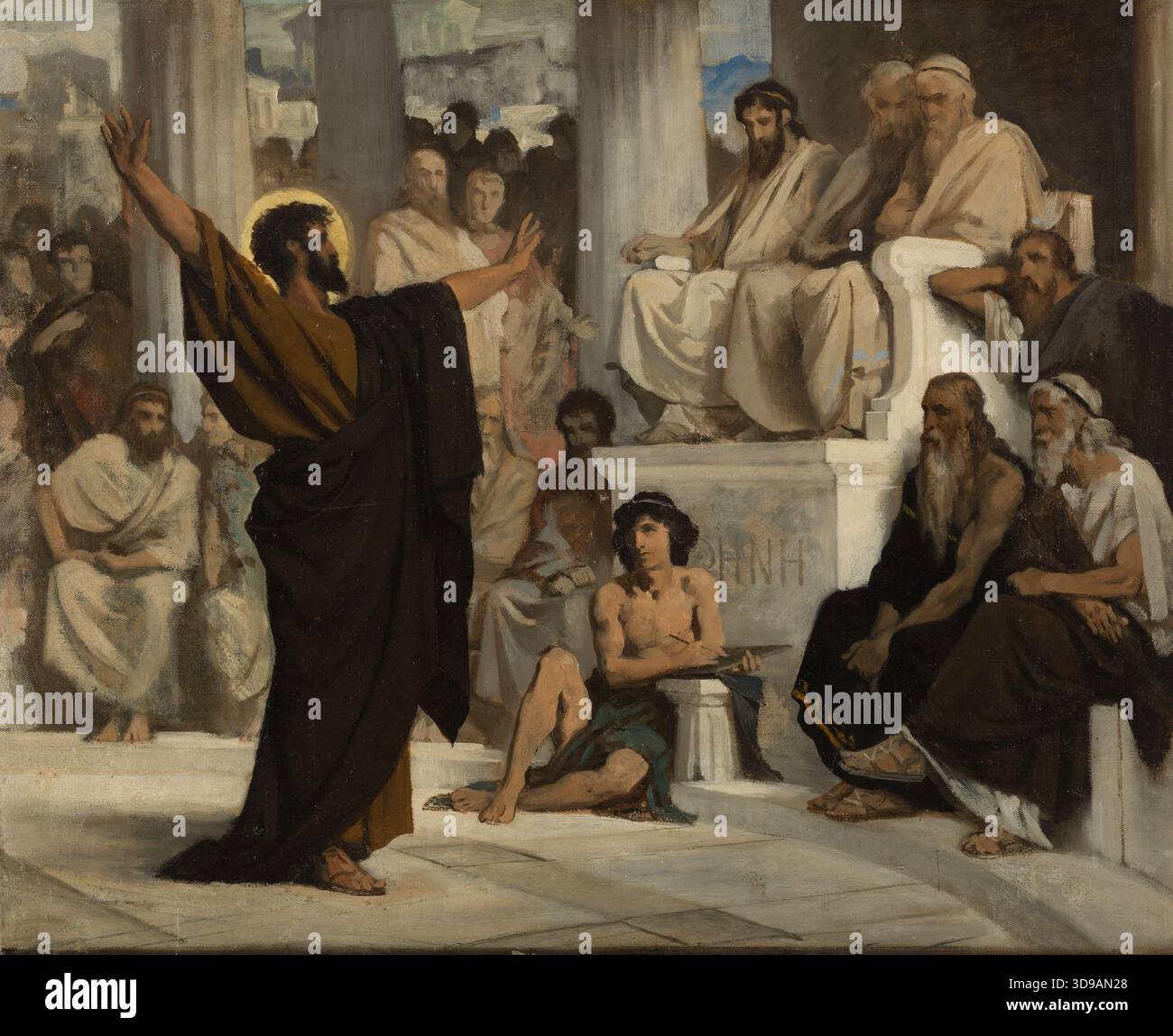 Skizze für die Kirche Courbevoie: St. Paul der Areopagus, Debat-Ponsan, Edouard Bernard, Maler, 1876, 19. Jahrhundert, Malerei, Bild, Ölgemälde, Leinwand (Material), Abmessungen – Arbeit: Höhe: 46,5 cm, Breite: 56 Stockfoto