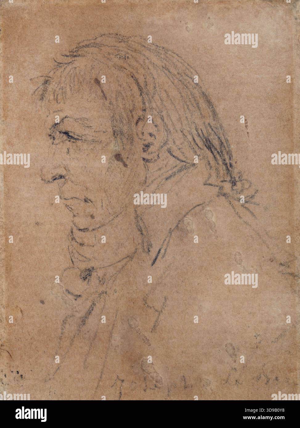 Porträt von Joseph Le Bon, Gabriel, Georges Francois Marie, Zeichner, 18. Jahrhundert, Grafik, Zeichnung, Zeichnung, Abmessungen - Bildmaterial: Höhe: 6,8 cm, Breite: 5,2 cm, Abmessungen - Rahmen: Höhe: 20,3 cm, Breite: 15,2 cm, Tiefe: 1,8 Stockfoto