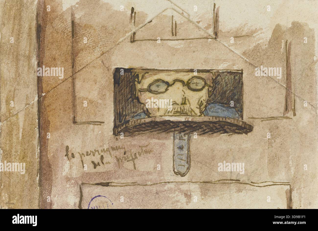 Der Wigmaker der Präfektur, Gautier, Armand-Désiré, Zeichner, Array, Zeichnung, Grafik, Zeichnung, Abmessungen - Kunstwerk: Höhe: 5,9 cm, Breite: 8,5 cm, Abmessungen - ursprüngliche Halterung: Höhe: 33,2 cm, Breite: 26,1 cm, Abmessungen - Museumsmatte: Höhe: 50 cm, Breite: 40 Stockfoto