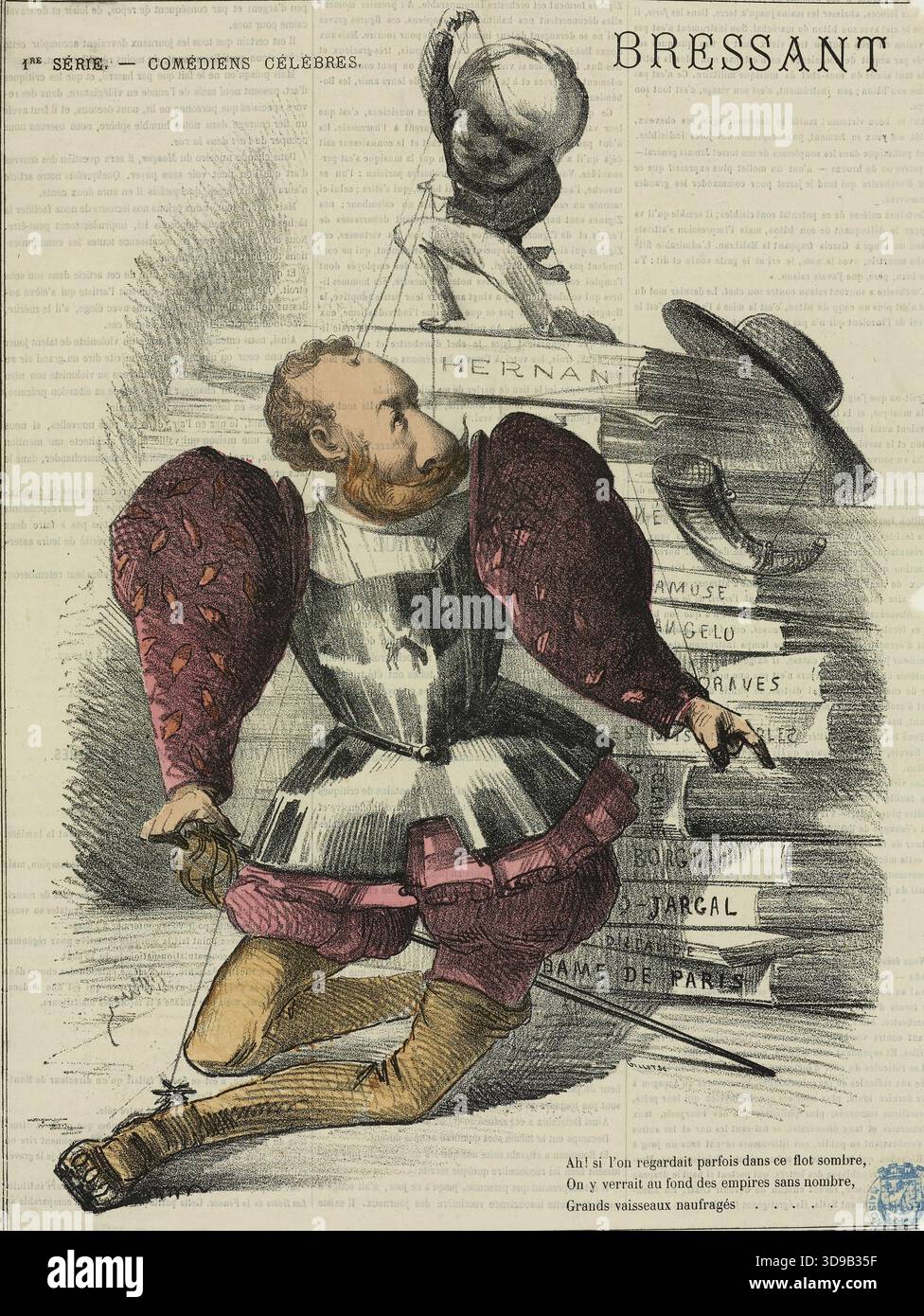 Serie 1. - Berühmte Schauspieler. Bressant, Gillot, Firmin, Fotografie, Le Masque, Verlag, August 1867, 3. Viertel des 19. Jahrhunderts, Victor Hugos Haus - Hauteville Haus, Druck, Manuskripte, Drucksachen, Einband, Grafik, Periodische Illustration, Lithografie, Farbdruck, Abmessungen - Bildgröße: Höhe: 36,5 cm, Breite: 27,3 cm, Abmessungen - Bildmaterial: Höhe: 38,4 cm, Breite: 28,4 Stockfoto