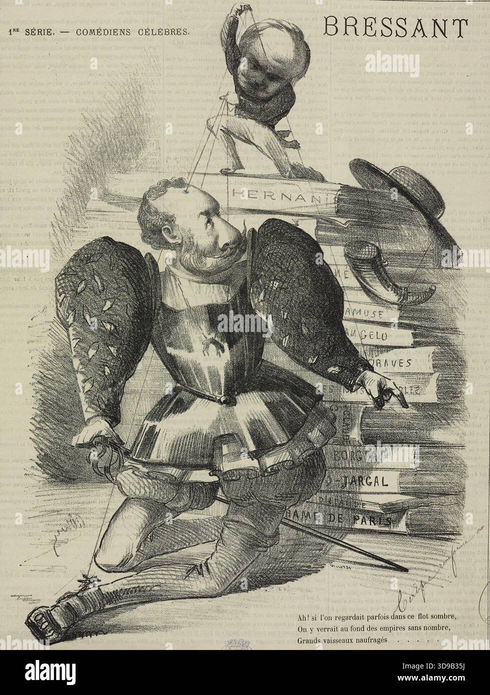 Serie 1. - Berühmte Schauspieler. Bressant, Gillot, Firmin, Fotografie, Le Masque, Verlag, August 1867, 3. Viertel des 19. Jahrhunderts, Victor Hugos Haus - Hauteville Haus, Druck, Manuskripte, Drucksachen, Einband, Grafik, Periodische Illustration, photomechanischer Prozess, Abmessungen - Bildquadrat: Höhe: 36,7 cm, Breite: 27,7 cm, Abmessungen - Kunstwerk: Höhe: 47,8 cm, Breite: 33,2 cm, Abmessungen - Museumshalterung: Höhe: 53 cm, Breite: 38 Stockfoto