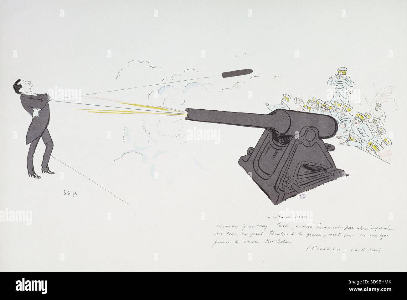 Weißes Album mit orangefarbenem Stempel: Last Hour, SEM (Georges Goursat, bekannt als), Zeichner-Lithograph, Array, Druck, Grafik, Abmessungen - Werk: Höhe: 36 cm, Breite: 52 Stockfoto