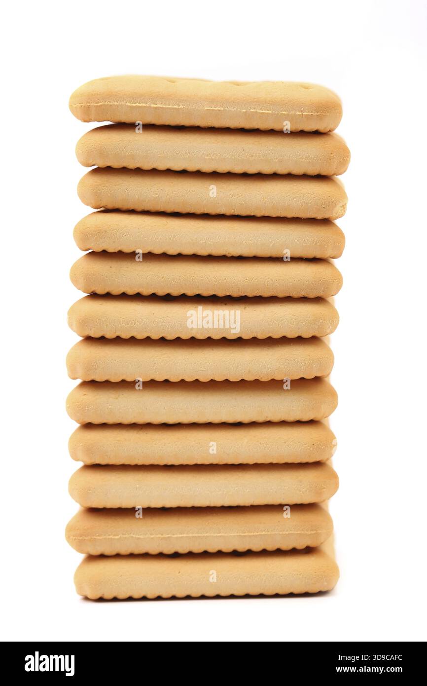 Pfahl-Salznatron-Cracker. Isoliert auf weiß Stockfoto