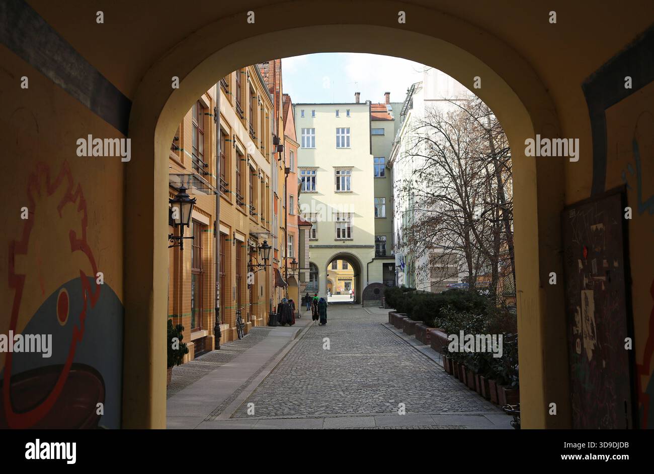 Historische Straße in Breslau, Polen Stockfoto
