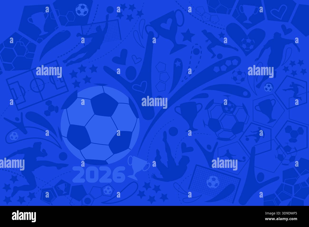 Fußball-Cup roter Hintergrund, Fußball-Weltmeisterschaft 2026, Vektor-Illustration Stock Vektor