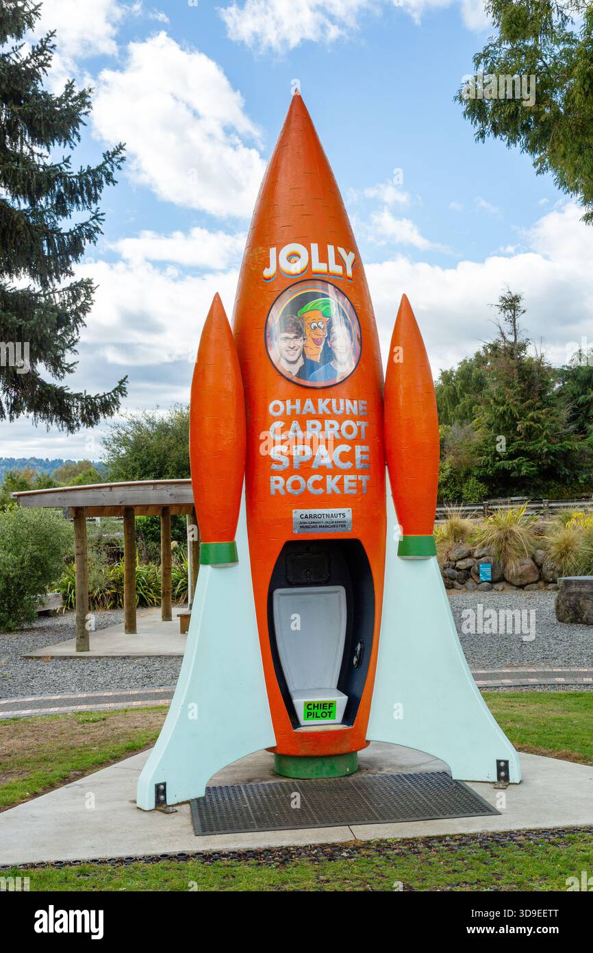 Die Karottenrakete im Ohakune Carrot Adventure Park Ohakune, Nordinsel, Neuseeland Stockfoto