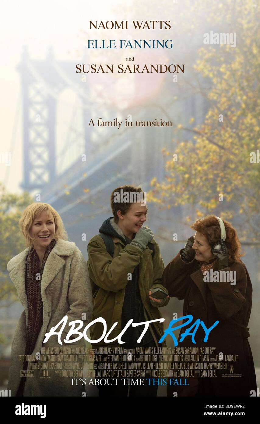 About Ray (2015) von Gaby Dellal mit Elle Fanning, Naomi Watts und Susan Sarandon. Ein Transgender-Teenager versucht, sich zu ändern, während drei Generationen einer New Yorker Familie sich um die Anpassung an die lebensverändernde Entscheidung bemühen. US-Poster NUR FÜR REDAKTIONELLE ZWECKE. Quelle: BFA / The Weinstein Company Stockfoto