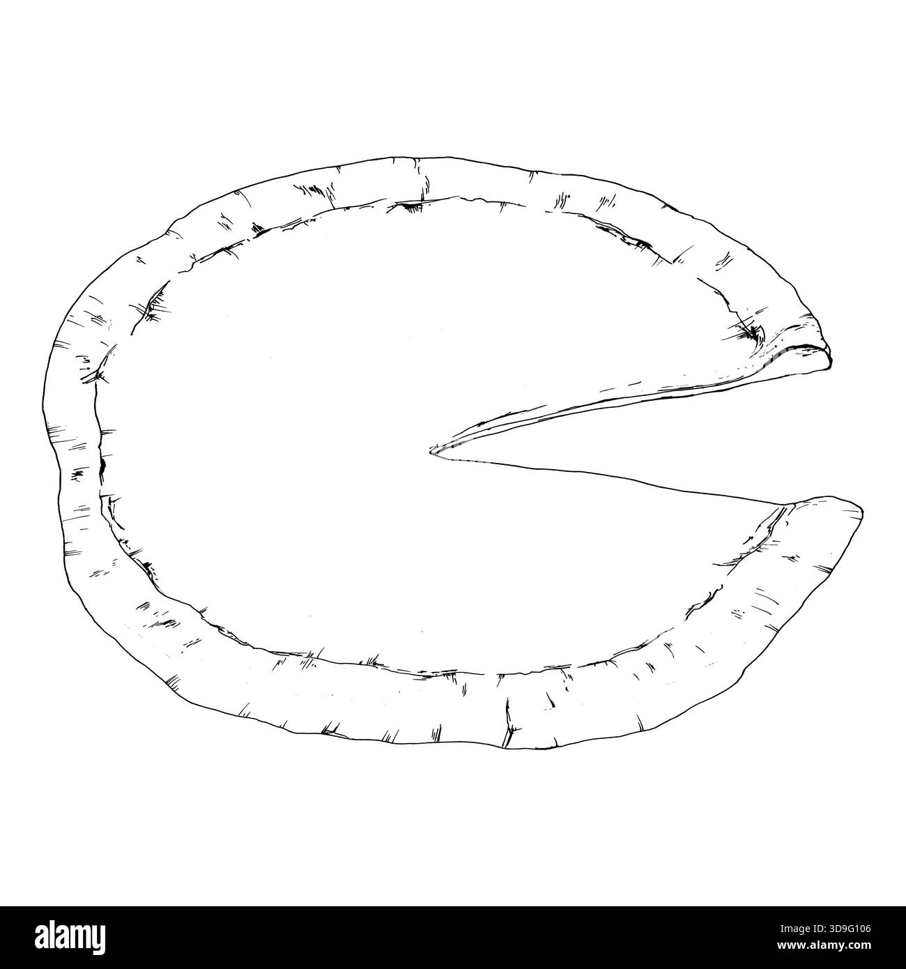 Vektor-Illustration einer einfachen Pizzakruste mit einer ausgeschnittenen Scheibe. Handgezeichnete Umrisse, geeignet für Menülayout, kulinarisches Design, Rezeptgrafiken und Stock Vektor