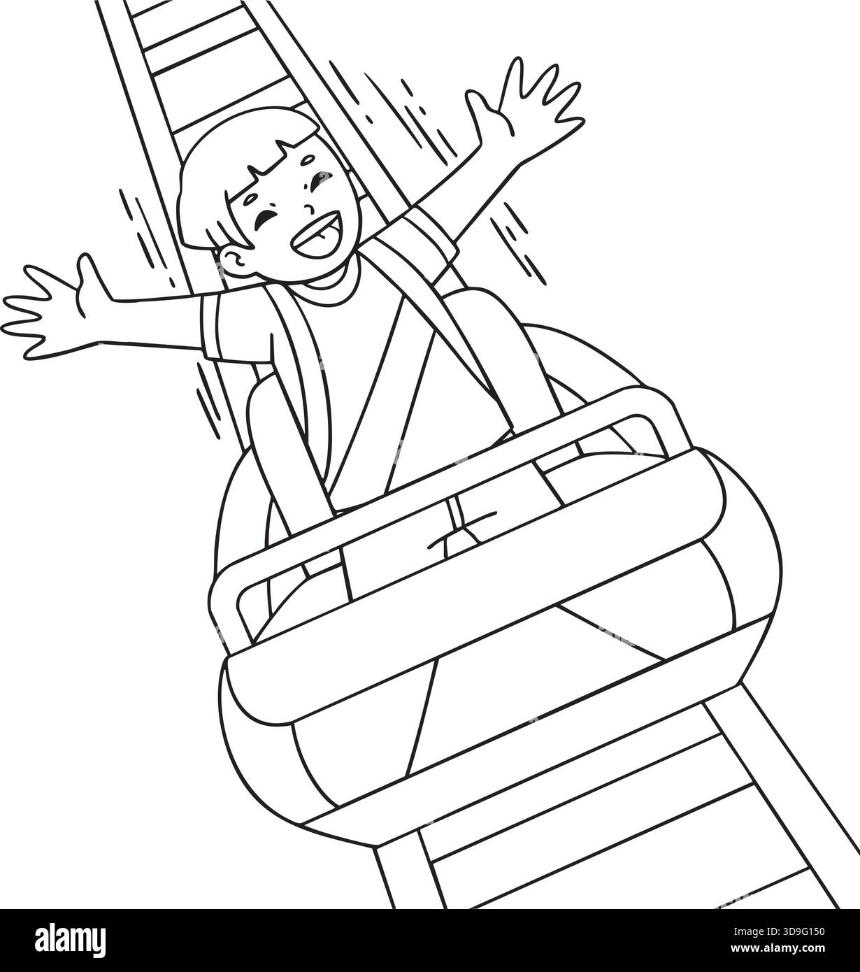 Amusement Park Boy auf Achterbahnfahrt isoliert Stock Vektor