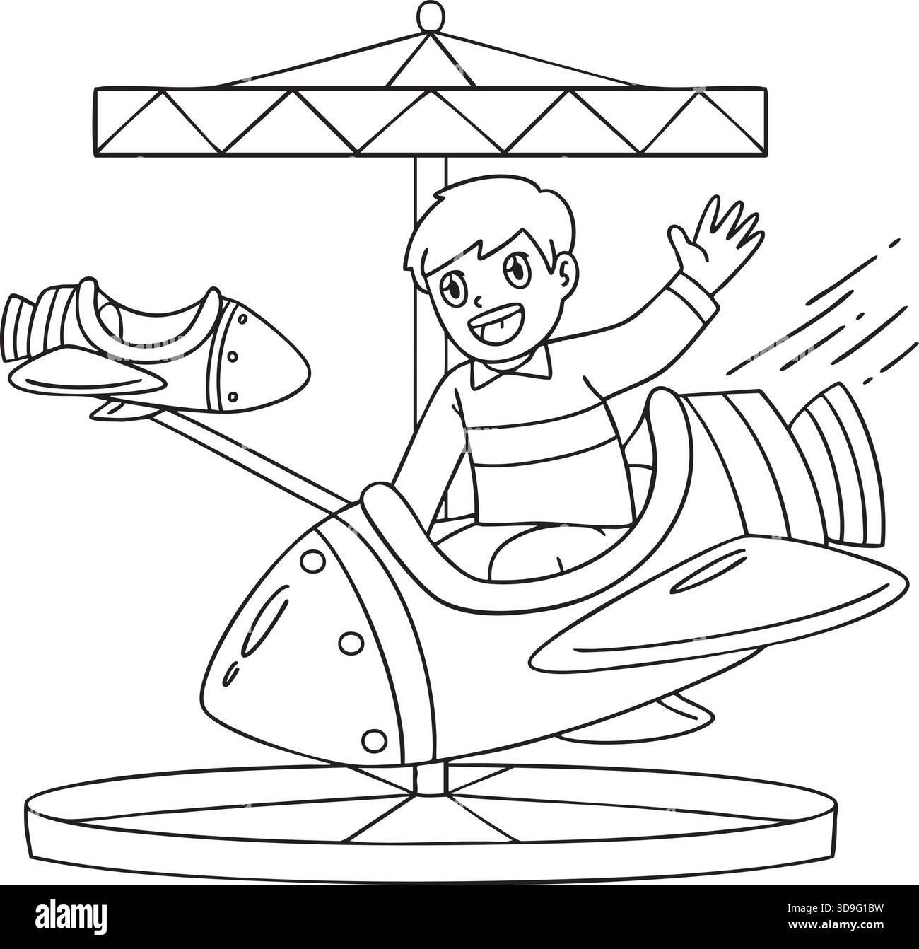 Amusement Park Boy auf einer Rocket Ride isoliert Stock Vektor