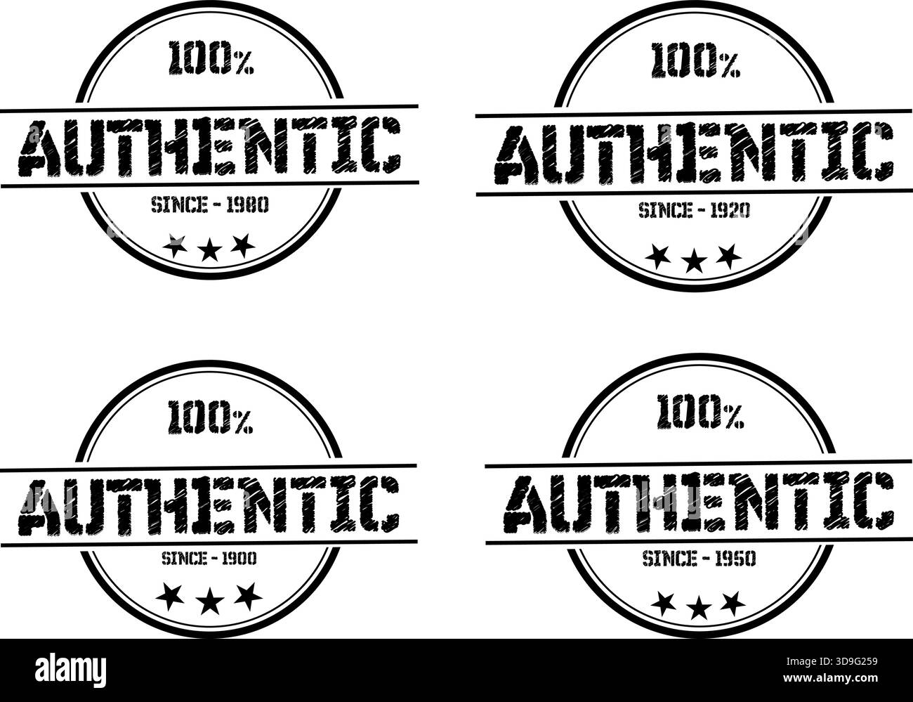 100% authentische Vektor Stempel Abzeichen Set, echte Qualität Retro Label Seal Vektor Design Stock Vektor