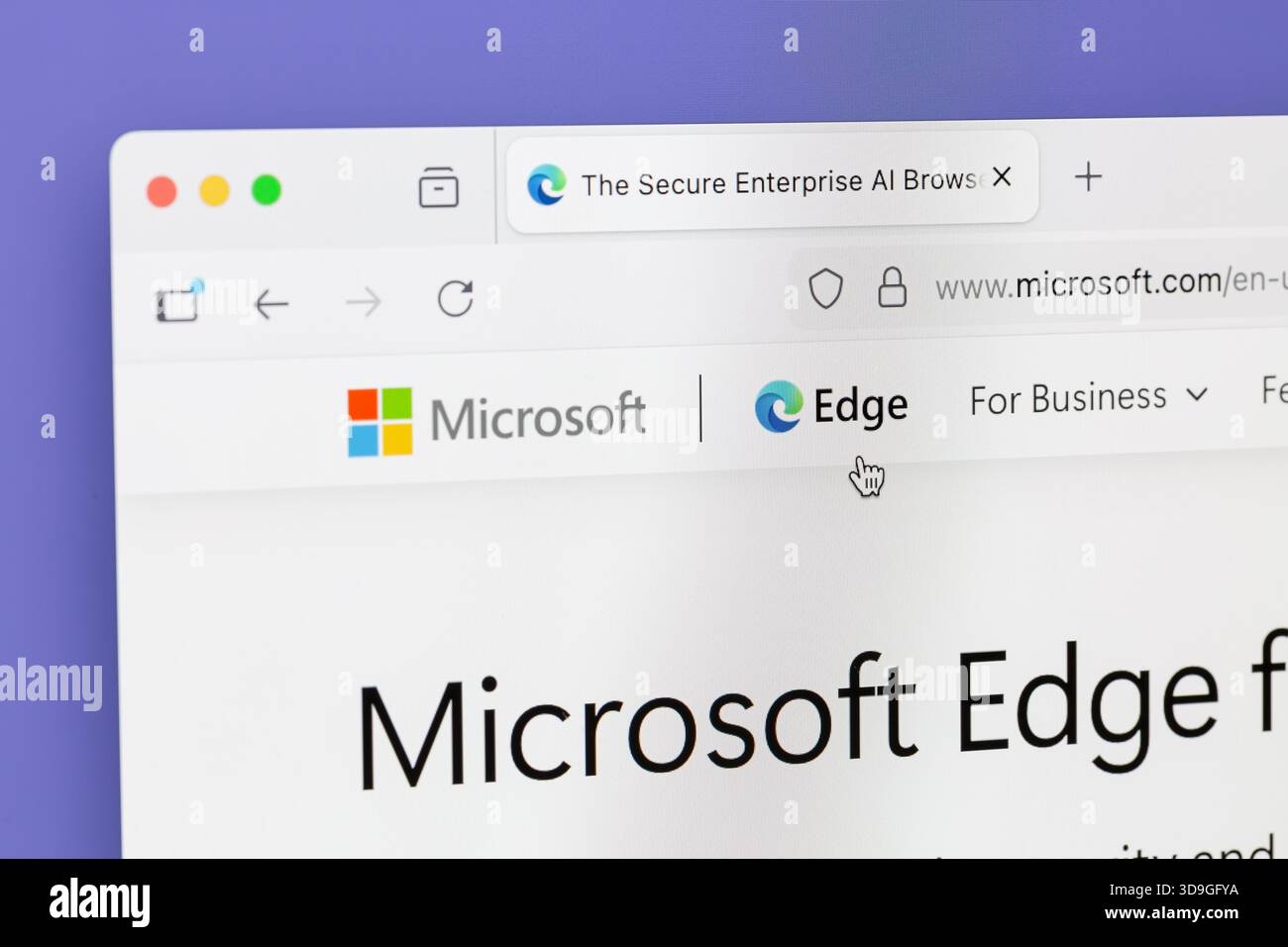 Ostersund, Schweden - 5. Dezember 2025: Microsoft Edge-Website. Microsoft Edge ist ein Webbrowser, der von Microsoft erstellt wurde. Stockfoto