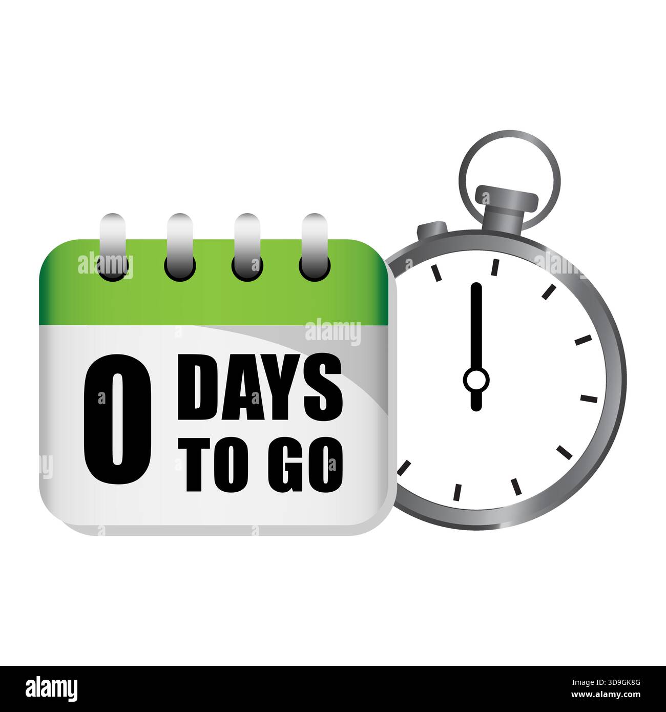 Countdown für Kalenderfrist. 0 Tage noch nicht. Timer-Taktvektor. Wichtige Ereigniserinnerung. Stock Vektor