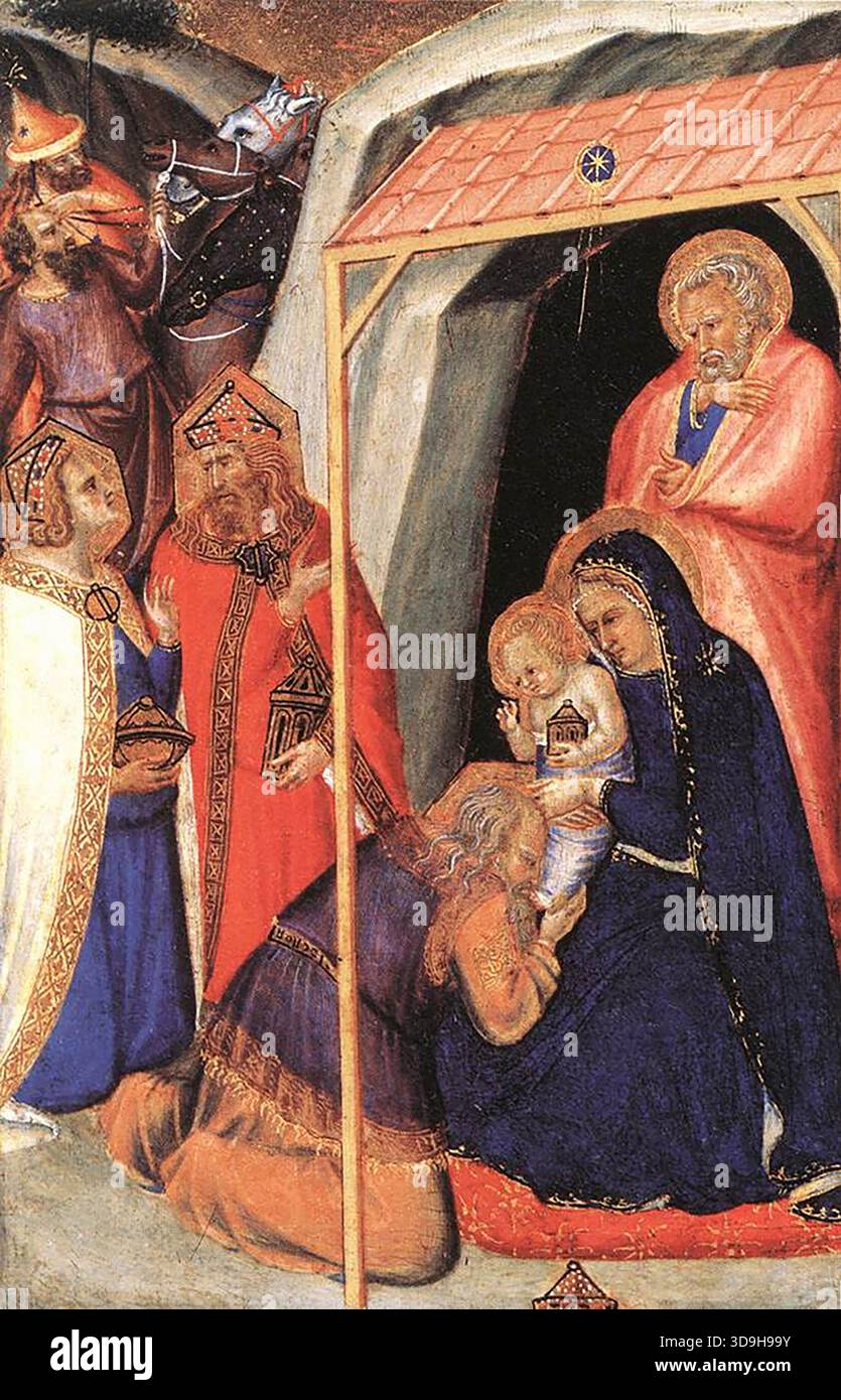 LORENZETTI, Pietro (* ca. 1280, Siena, d. 1348, Siena) Anbetung der Könige um 1340 Holz, 33 x 24 cm Mus?e du Louvre, Paris --- Schlüsselwörter: ----------------- Autor: LORENZETTI, Pietro Titel: Anbetung der Könige Zeitlinie: 1301-1350 Schule: Italienisch Form: Malerei Typ: Religiös Stockfoto
