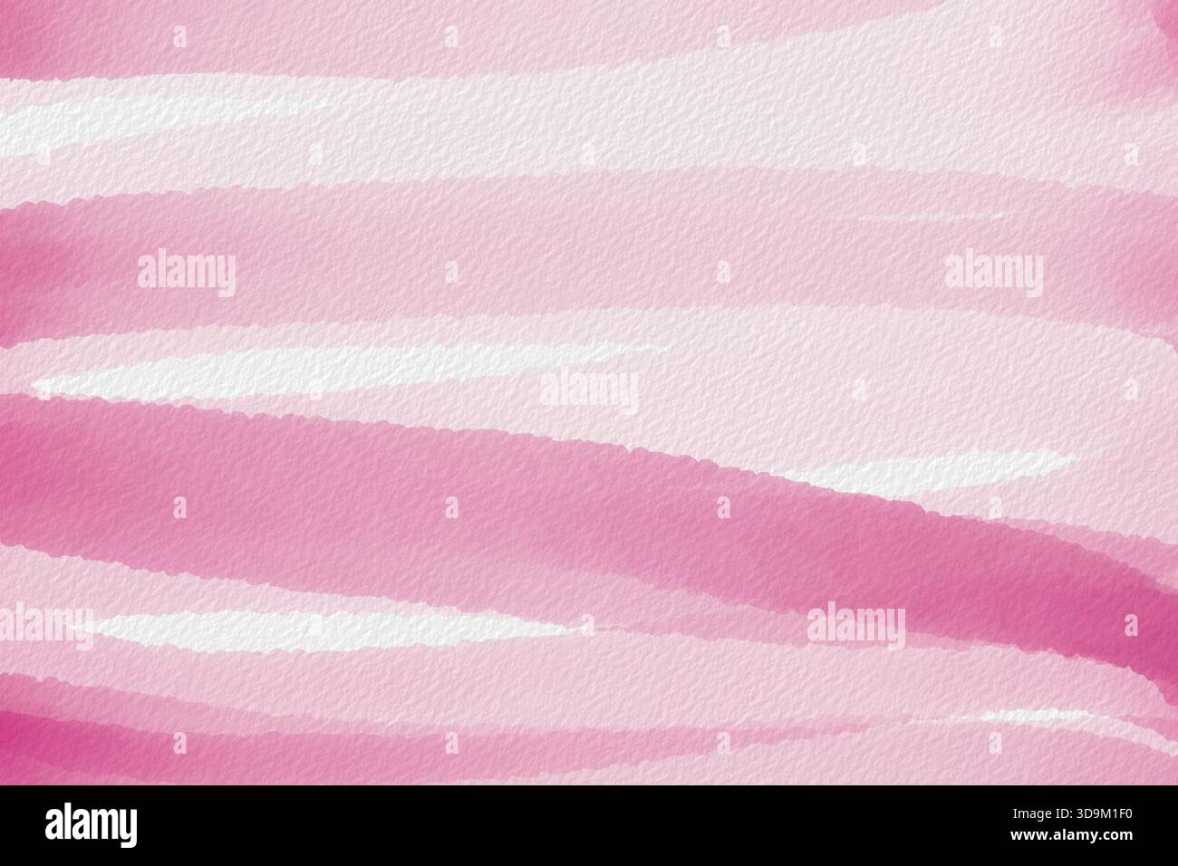 Pinke Aquarellstreifen mit weichen, gemischten Strichen auf strukturiertem Papier, abstrakter künstlerischer Hintergrund Stockfoto