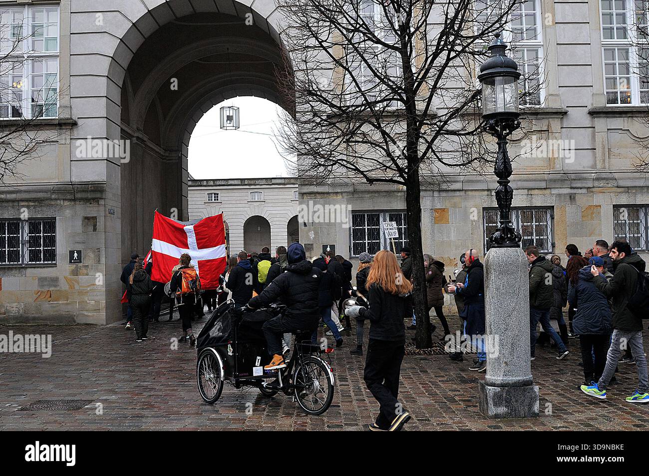 Kopenhagen / Dänemark.,13. 2020. November/ Dänen veranstalteten ´vor dem dänischen parlament christiansborg eine Kundgebung, um die Gesetze zur Coronavirus-Pandemie zu stoppen, indem sie die Nation für die Behandlung von msk und Impfstoffen sowie Behandlungen im Covid-19-Zeitalter vorauspelten. .(Foto von Francis Dean/Deanipictures) Stockfoto