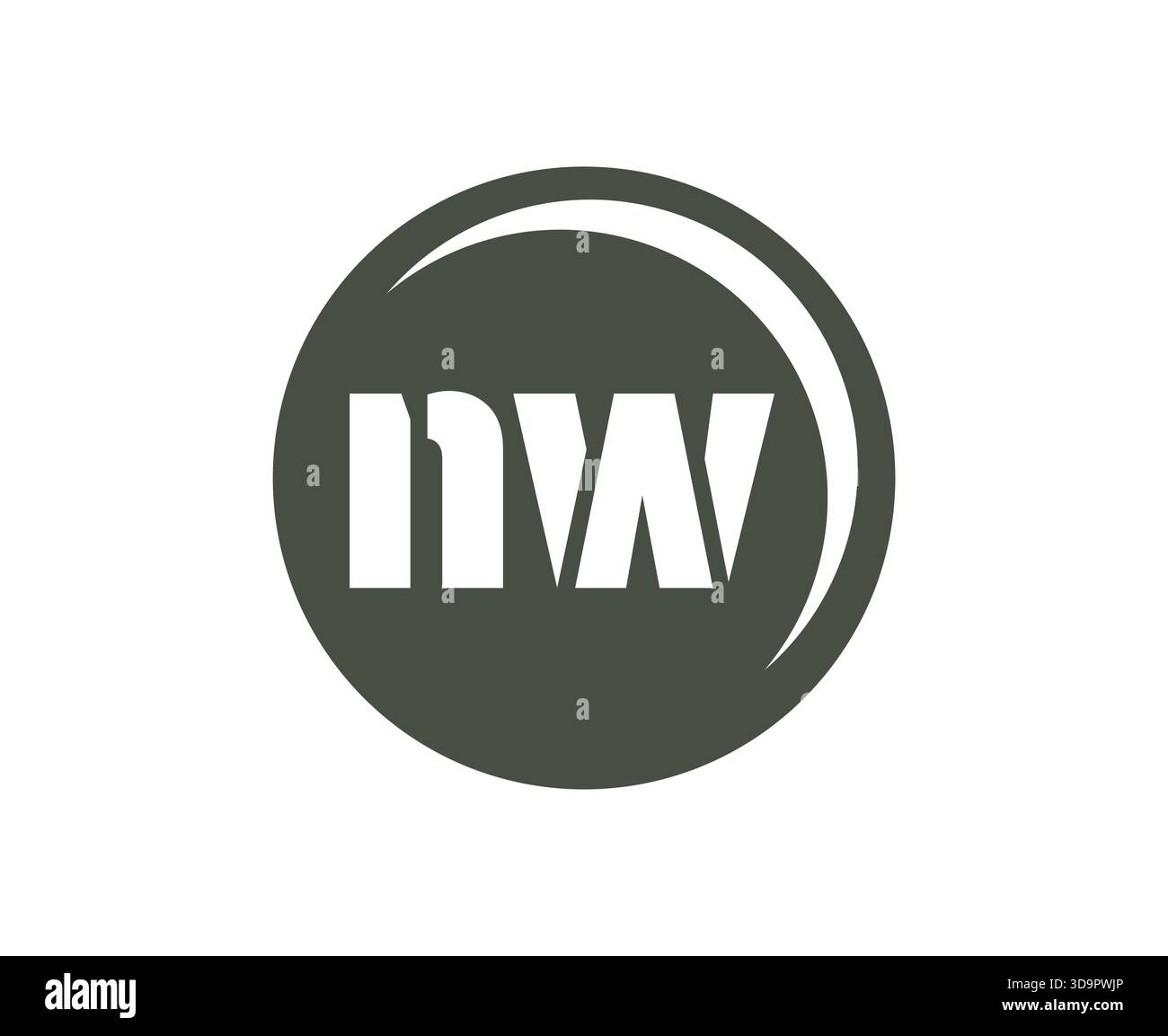 NW-Sportemblem oder Teamlogo. Balllogo mit einer Kombination aus Anfangsbuchstaben N und W für Bälle, Sportfirma, Training, Vereinsabzeichen. Vektor Stock Vektor