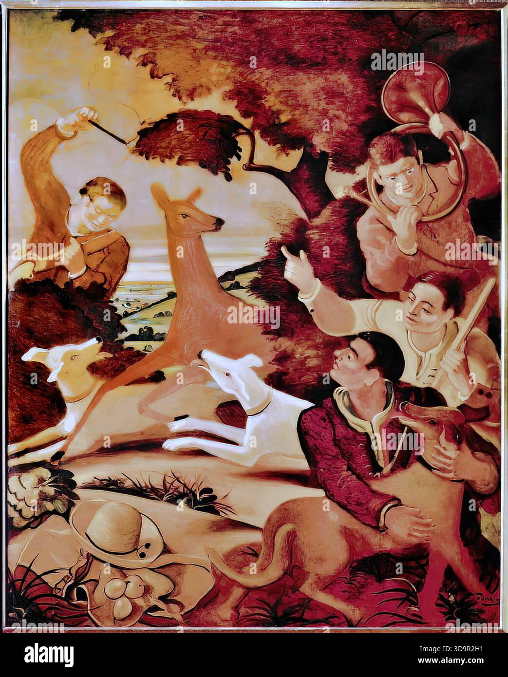 Andr Derain, Staghunt, um 1935, figürliche Szene Stock Vektor