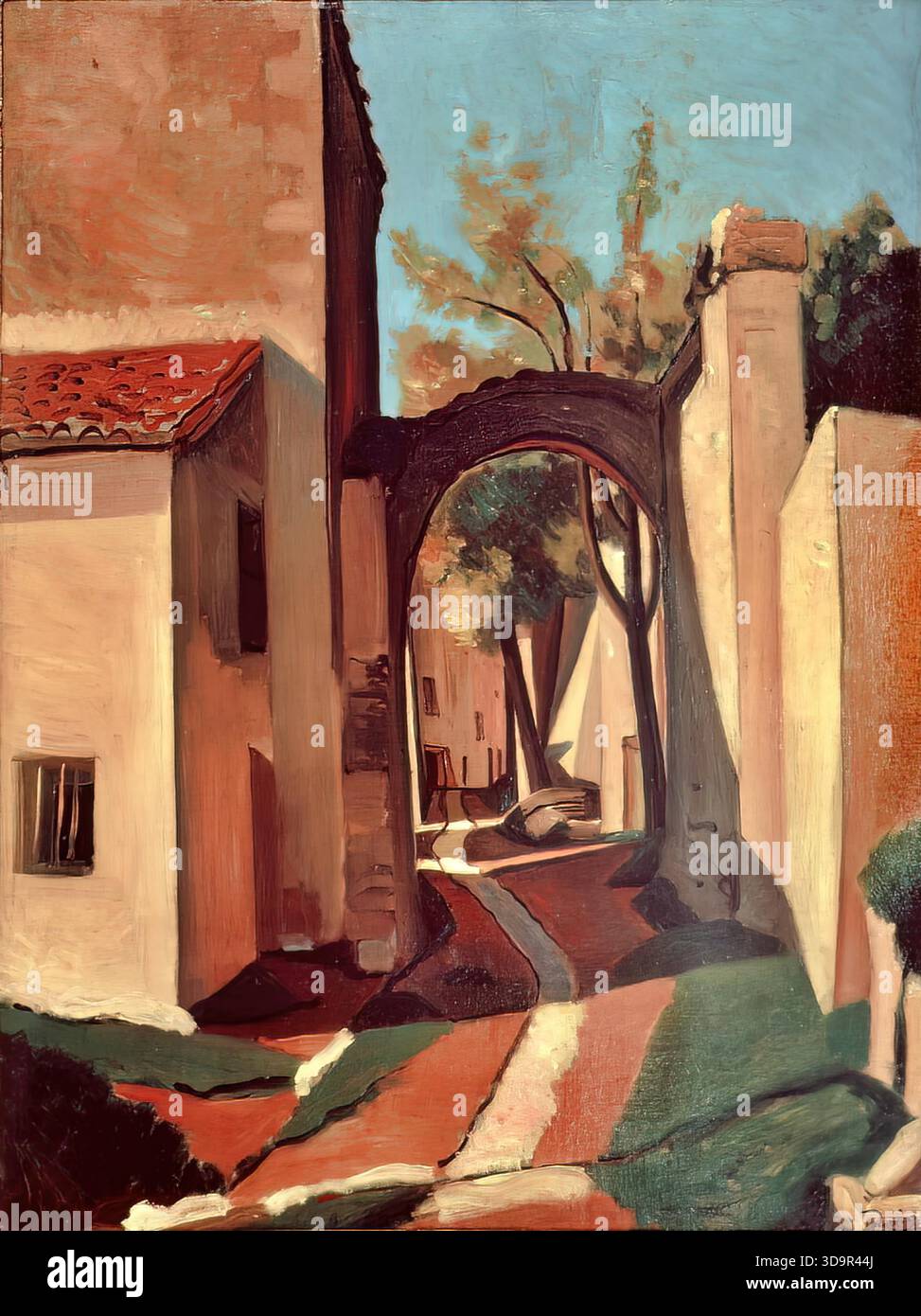 Andr Derain, Ein Dorf in der Provence (die rosa Mauer), um 1930, Landschaftsszene Stock Vektor