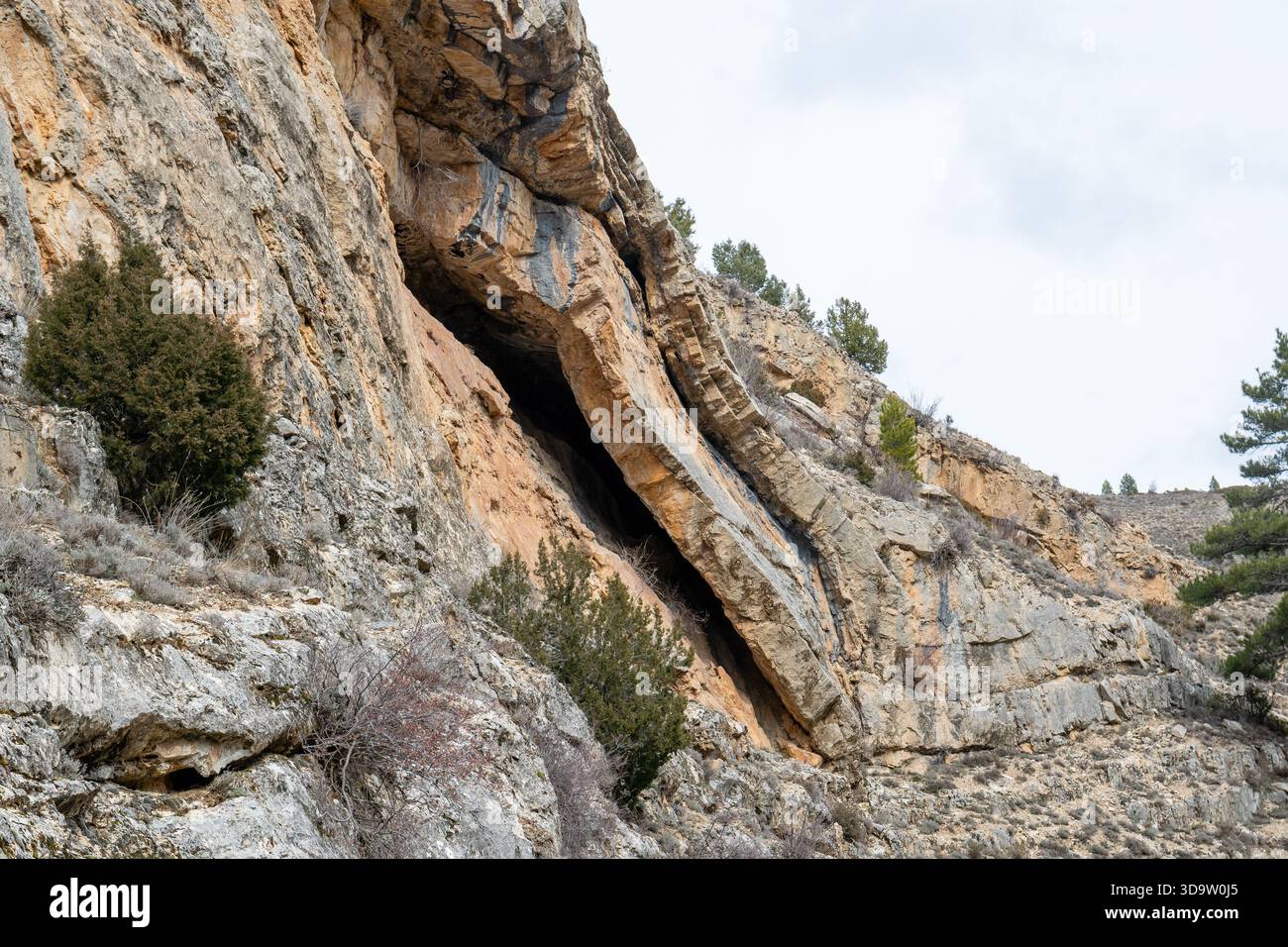 Sedimentgesteinsschicht, Barranco de la Hoz, Teruel, Spanien Stockfoto